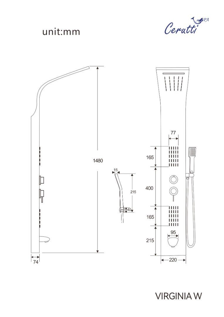 Панель VIRGINIA W душевая Ceruttispa CT9990