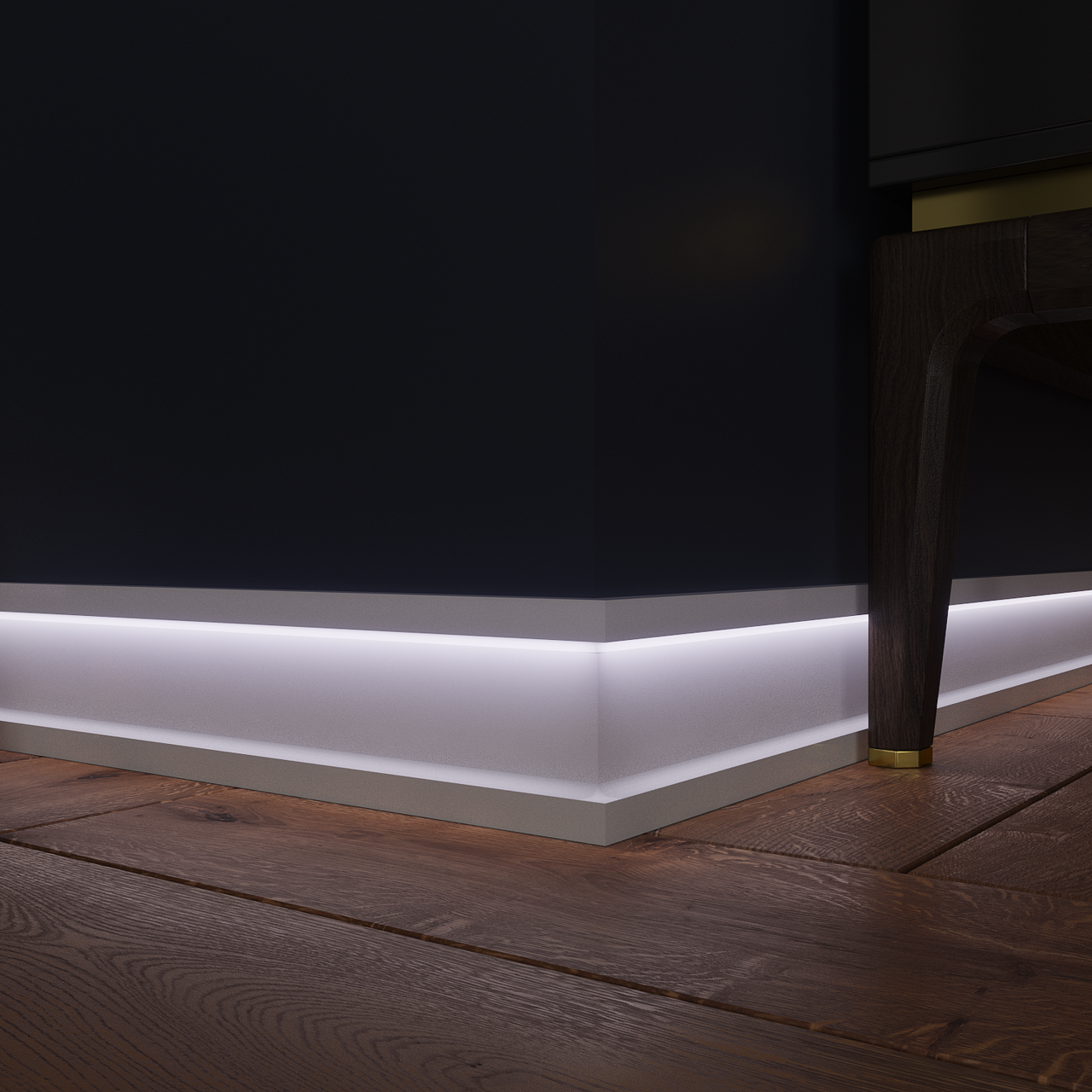Плинтус напольный  для светодиодной подсветки  PN 104 led